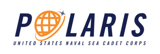 Logo of the United States Naval Sea Cadet Corps Polaris program, featuring a stylized globe as the letter "O" in "POLARIS.